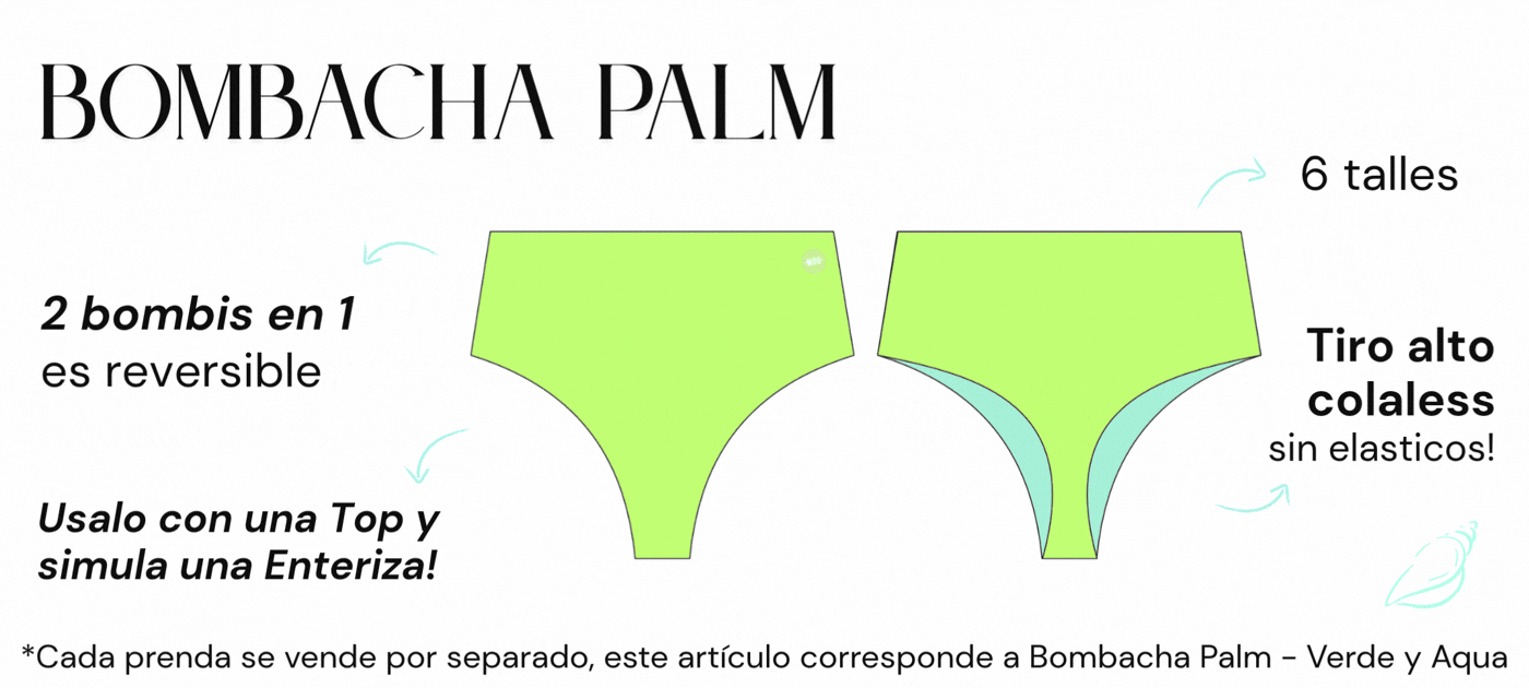 bombacha tiro alto colaless verde y aqua